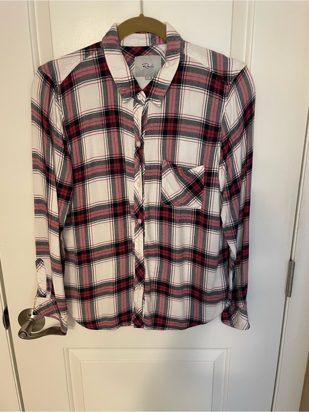 Rails women’s Plaid Button-Down Shirt in White Black and red